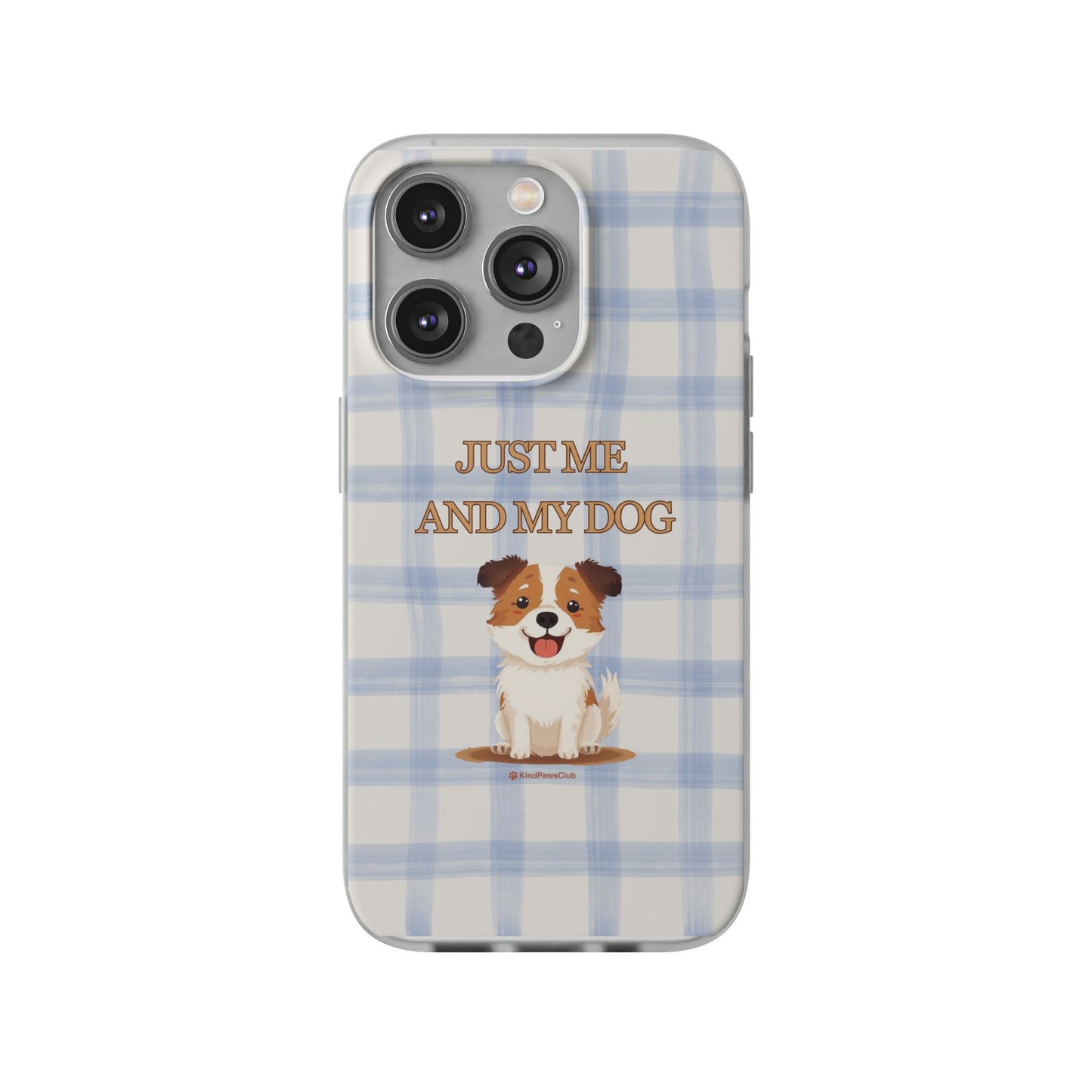 "Just Me and My Dog" iPhone Case – Retro 70s Blue Gingham Pet Wellness Phone Cover