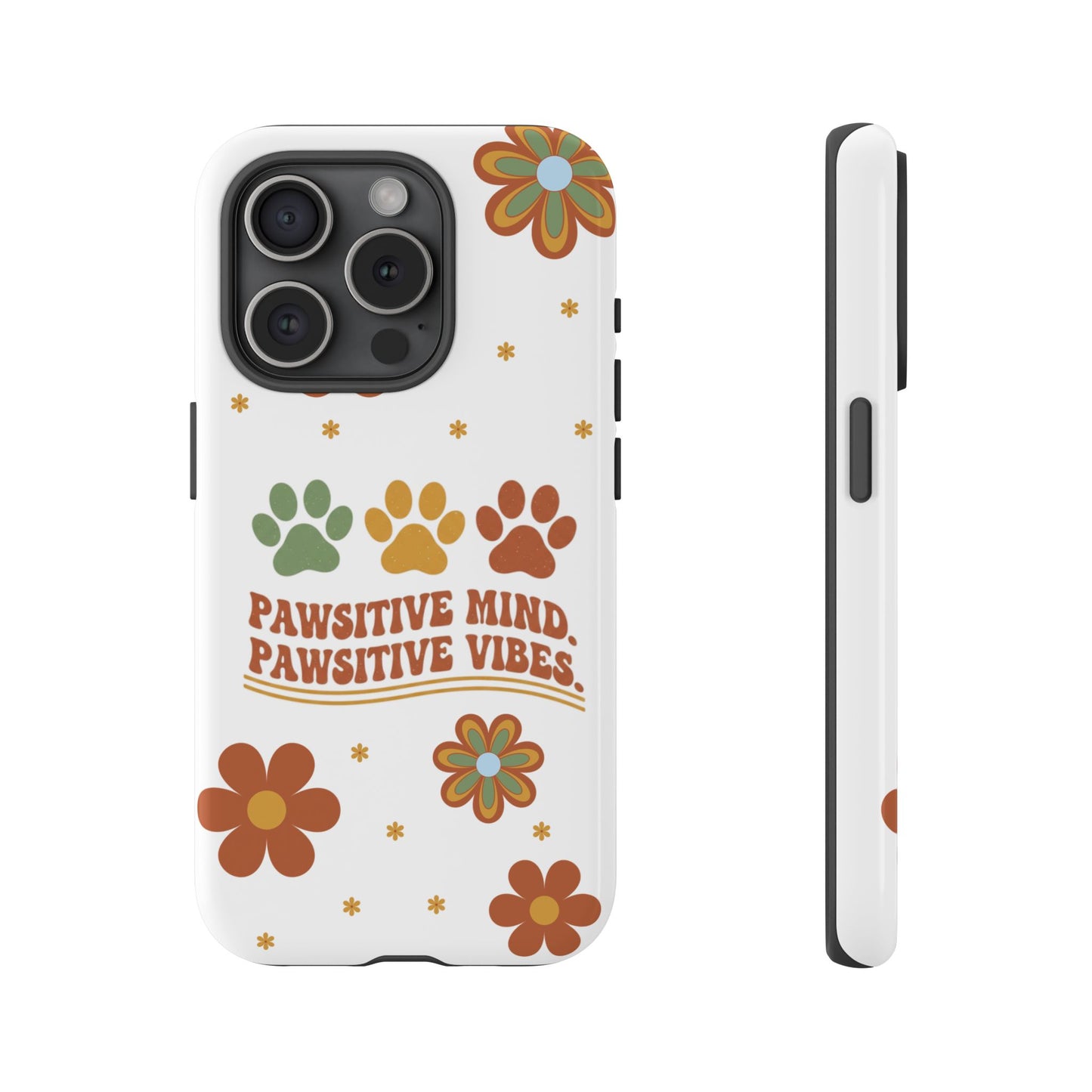 "Pawsitive Mind, Pawsitive Vibes" Retro 70s Floral Phone Case – KindPawsClub Protective Tech Wear