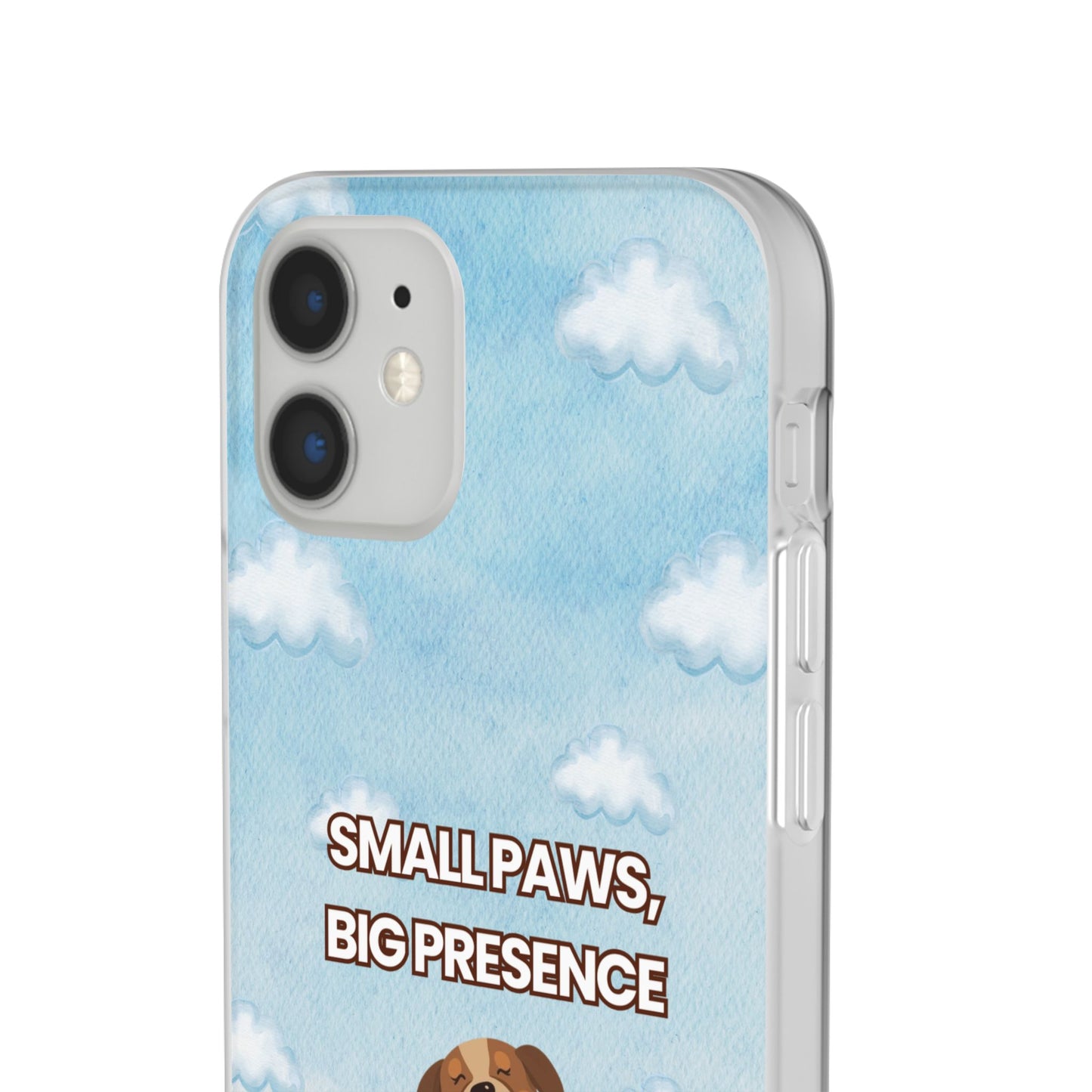 "Small Paws, Big Presence" iPhone Case – Whimsical Dog & Clouds Eco-Friendly Phone Cover